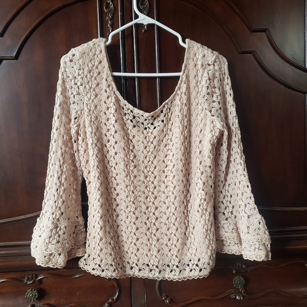 NWT women's Free People Crochet Double Bell Sleeve